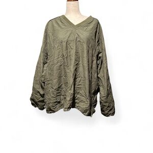 Olive Green V-Neck Pullover
